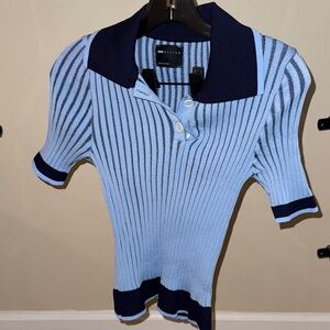 ASOS Light Blue and Navy Short Sleeve Top